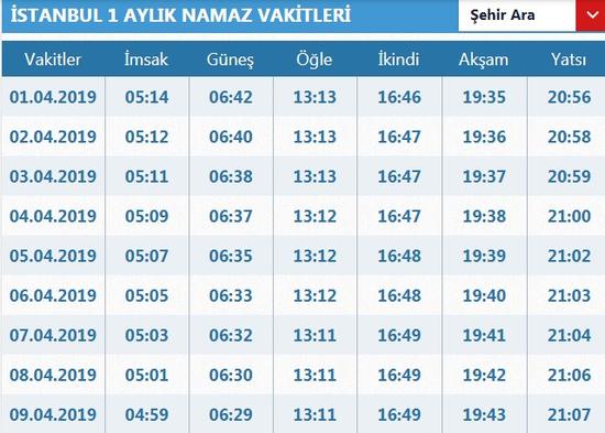 yatsi namazi saat kacta 2 nisan sali yatsi namazi saatleri