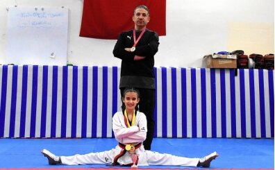 Baba-k�z�n, tekvando �ampiyonas�nda alt�n madalya gururu