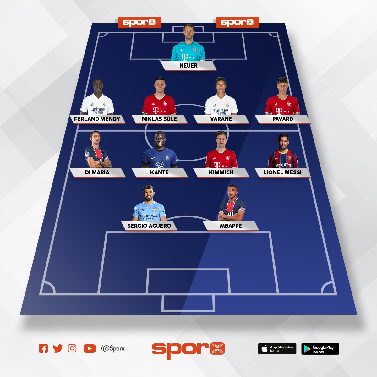 fransa,almanya,arjantin kadrosu Sporx İlk11